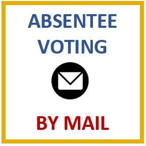Absentee by mail button logo link to learn more