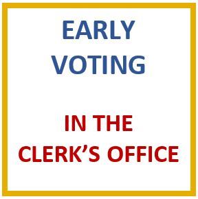 Early Voting Clerks Office Button logo link to voting info