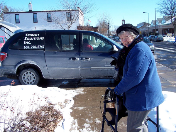 A woman using the transportation service
